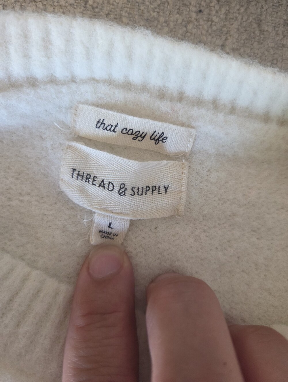 Thread & Supply Midwest Graphic Sweater Cream Grey L - Picture 6 of 8